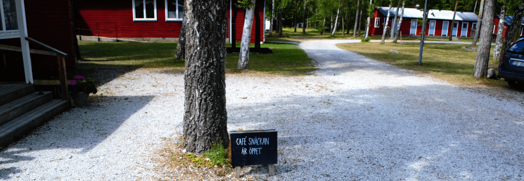Cafe Snäckan skylt öppet